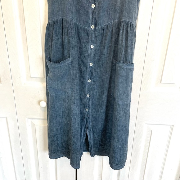 Francesca Bettini Spaghetti Strap Gathered Jean Dress Large Blue - Picture 3 of 7